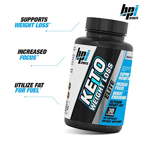 BPI Sports Keto Weight Loss Elite - Burn Fat for Fuel. Control Appetite, Increased Energy, and Mental Focus - Men, Women, 30 Serving