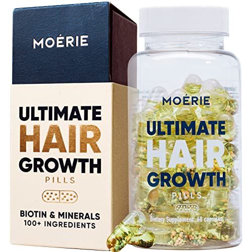 M MOÉRIE Hair Growth Supplement - Hair Supplements for Hair Growth Women - Hair Growth Supplements Women with Hair Vitamins for Thicker Hair Growth, 60 Pills, 1 Month Supply