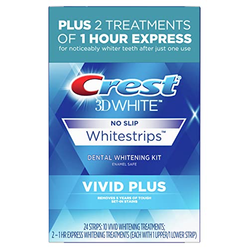 Crest 3D Whitestrips, Vivid Plus, Teeth Whitening Strip Kit, 24 Strips