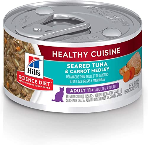 Hill's Science Diet Wet Cat Food, Adult 11+ for Senior Cats, Healthy Cuisine, Seared Tuna & Carrot Recipe, 2.8 oz. Cans, 24-Pack