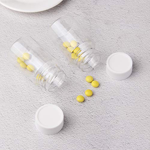 Lamoutor 18Pcs Clear Pill Bottle Plastic Medicine Bottle Empty Reagent Bottle Chemical Containers with Caps for Liquid Solid Powder Medicine 80ML