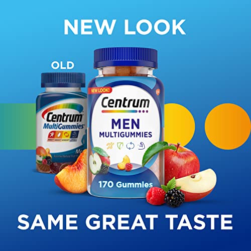 Centrum MultiGummies Gummy Multivitamin for Men, Multivitamin/Multimineral Supplement with Selenium, Antioxidants and Vitamin D3, Assorted Fruit Flavor - 170 Count