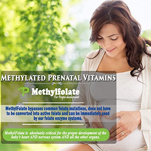 Power By Naturals Methyl Prenatal Vitamins with Probiotics, Methylfolate, B12, Iron & Ginger - 27+ Nutrients for a Healthy Pregnancy - 60 Capsules