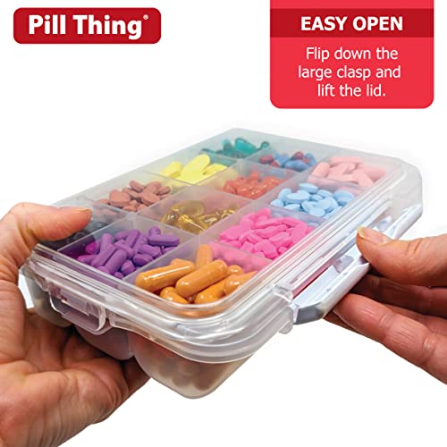 12 Compartment Large Pill Case with Airtight Seal - Silicone Gasket Waterproof Med Box with Medication Map (12 Compartment, 1 Pack)