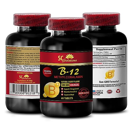 energy levels and mood - METHYLCOBALAMIN VITAMIN B-12 5000 - immune system vitamins for kids, methycobalamin organic, energy supplements, b12 vitamin pills, endurance & stamina - 3 Bottles 180 Tablets