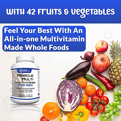 MiracleMulti One a Day Men's Multivitamin-Multimineral Supplement with Probiotics, Superfood Enzymes - Support Heart, Stamina, Energy, Non-GMO (60 Day Supply)