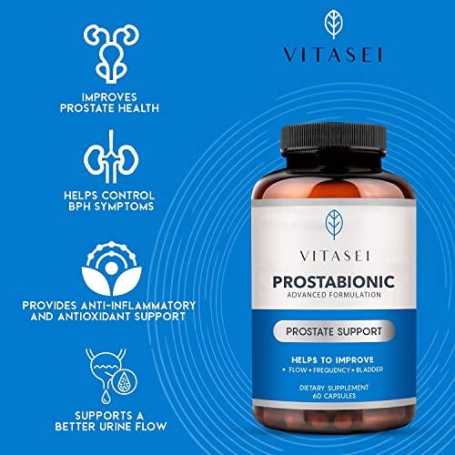 VITASEI Prostabionic Prostate Dietary Supplements for Men W/Saw Palmetto, Bio-quercetin & Pygeum Africanum, Reduce Bathroom Trips,Promotes Sleep & Better Bladder Emptying - 60 Capsules (Pack of 3)