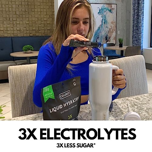 Coldest Liquid Hydration - Electrolyte Powder Packets - Electrolyte Drink Mix - Easy Open Single-Serving Stick Drop in Water - 20 Count (Fruit Punch)