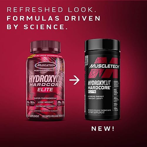 Hydroxycut Hardcore Elite | Maximum Intensity Supplement Pills | Focus + Energy Pills | 100 Pills