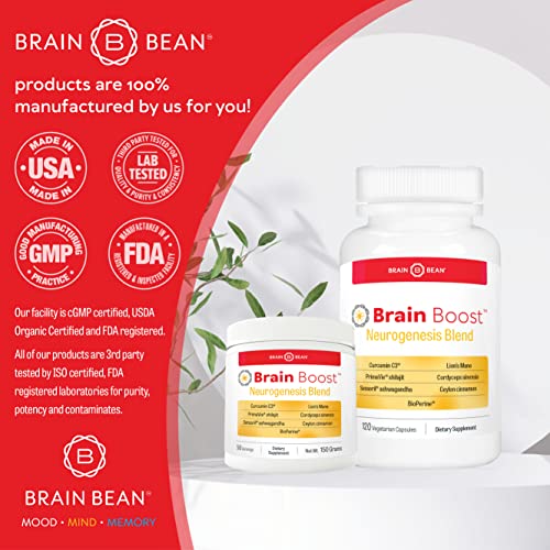 Brain Boost Capsules | with Curcumin, Cordyceps, Hericium, Ceylon Cinnamon, Purified Shilajit, and Ashwagandha | 30 Servings