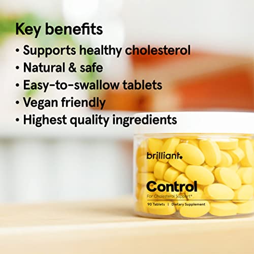 Brilliant Control™ Dietary Supplement for Cholesterol Support – Formulated with Phytosterols, Berberine, Milk Thistle, Lycopene – Vegan & Gluten Free (90 Tablets)