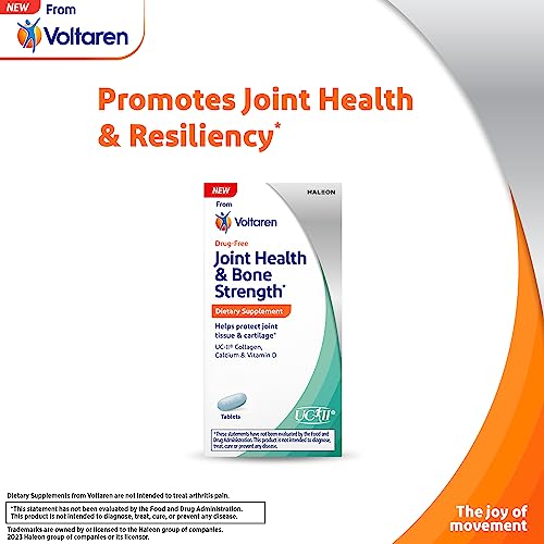 VOLTAREN Joint Health and Bone Strength Dietary Supplement from, with UC-II (R) Collagen, Calcium, and Vitamin D for Healthy Aging of Joint Tissue and Cartilage – 30 Count Bottle