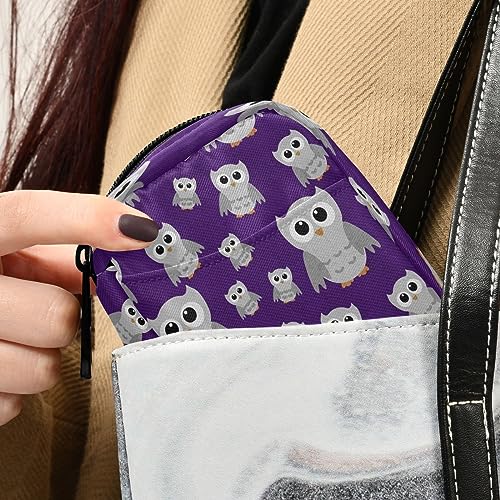 Takiito Purple Cartoon Owl Travel Pill Organizer Bag, Weekly Daily Pill Case Bag Portable Pill Box for Vitamin Supplement Medicine