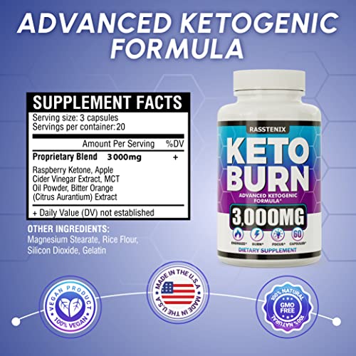 Rasstenix (2 Pack) Keto Pills - Lean Keto Diet Pills - Weight Fat Management Loss - Ultra Fast Prime Keto Supplement for Women and Men - Optimal Max Keto - 120 Capsules