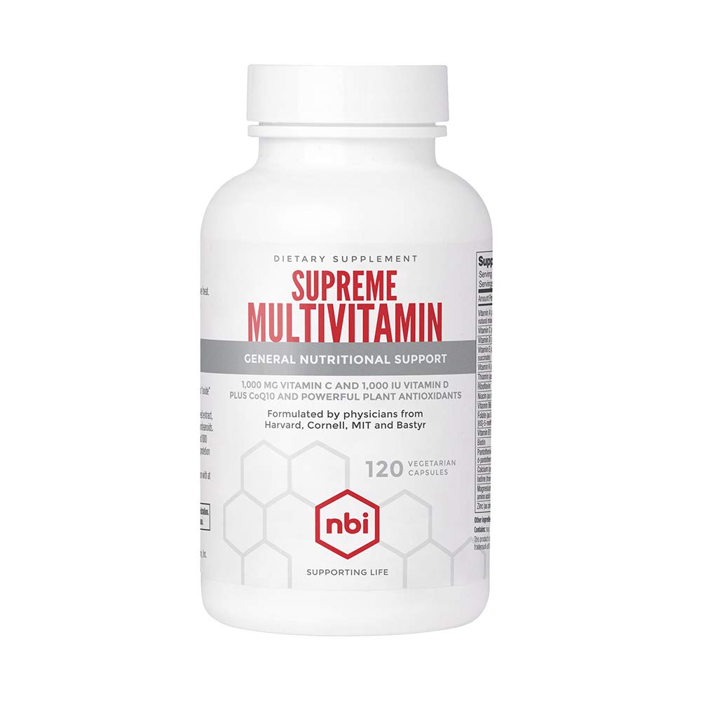 NBI Supreme Daily Multivitamin with Vitamin A, C, D, E, K, B6, and B12 | Multi Mineral Supplement for Men & Women | 120ct Veggie Capsules