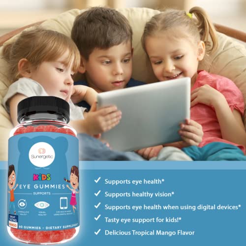 Sunergetic Premium Eye Support Gummies for Kids - Lutein with Zeaxanthin Supports Overall Eye Health, Vision & Macular Health - Lutein & Zeaxanthin Gummies with Lutemax 2020-60 Gummies