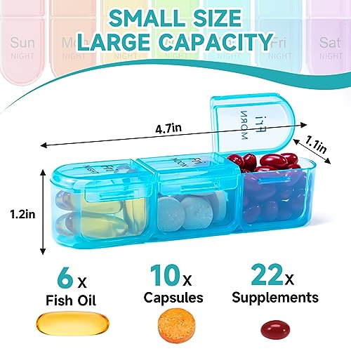 Windtrace Pill Organizer 3 Times a Day, Weekly Pill Organizer 3 Times a Day，Large Pill Box 7 Day,Pill Case with Moisture-Proof Design,Medication Organizer to Hold Vitamins,Supplements,Fish Oil