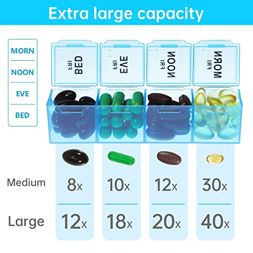 VMVN Pill Box 7 Day, Large Pill Cases Organizers,Weekly Pill Container AM/PM Medicine Organizer，Removable 4 Times a Day Pill Holder