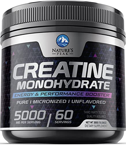 Pure Creatine 5000mg (5g) - Micronized Creatine Monohydrate Powder Unflavored, Keto Friendly - Creatine Pre Workout, Supports Muscle Building & Strength, Vegan, Keto, Gluten-Free - 60 Servings