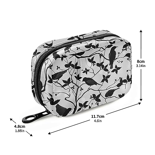 Naanle Halloween Crow Pill Box 7 Day Pill Case Bag Travel Pill Organizer Bag with Zipper Portable Weekly Case Compact Size Pill Bag for Vitamin Supplement Holder