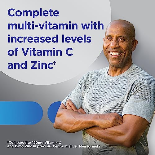 Centrum Silver Multivitamin for Men 50 Plus, Multimineral Supplement, Vitamin D3, B-Vitamins and Zinc, Gluten Free, Non-GMO Ingredients, Supports Memory and Cognition in Older Adults - 200 Ct