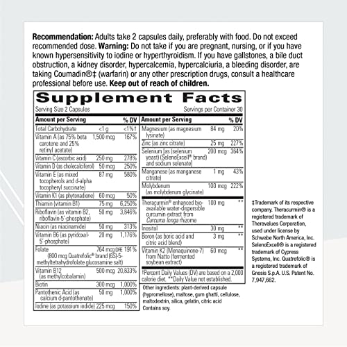 Integrative Therapeutics Clinical Nutrients HP - Multivitamin with Vitamin C, Zinc, Biotin, Vitamin B12 - Antioxidant Supplement for Men and Women - Gluten Free - Dairy Free - 60 Capsules