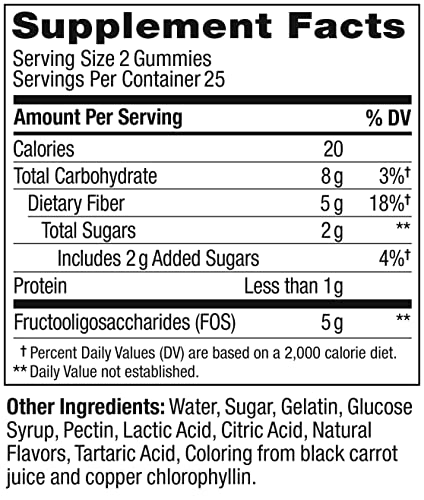 OLLY Fiber Gummy Rings, 5g Prebiotic Fiber, FOS (Fructo-oligosaccharides), Digestive Support, Berry Melon 50ct