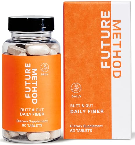 FUTURE METHOD Butt & Gut Daily Fiber - (60 ct) High Fiber Supplement with Acacia and Psyllium Husk Fiber Pills - Dietary Fiber Supplements for Digestion, Complete and Regular Bowels & Quick Prep