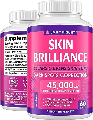 100% Effective Skin Tone Enhancer Glutathione Capsules 45,000mcg Potent Antioxidant Targets Dark Spots Acne Marks 60 Caps