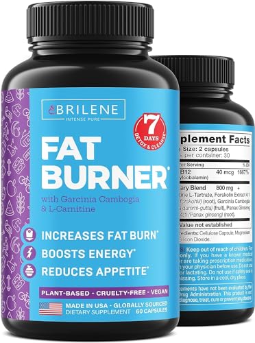 BRILENE Weight Loss Pills for Women, Natural Appetite Suppressant & Metabolism Booster - Fat Burners with Garcinia Cambogia and L-Carnitine to Lose Weight Fast - 60 Capsules