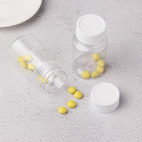 Lamoutor 18Pcs Clear Pill Bottle Plastic Medicine Bottle Empty Reagent Bottle Chemical Containers with Caps for Liquid Solid Powder Medicine 80ML