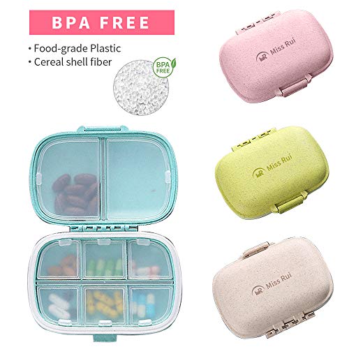 Travel Pill Organizer, Portable 8 Compartments Small Pill Case Daily Pill Box to Hold Vitamins, Cod Liver Oil, Medicine for Pocket Purse (Pink)