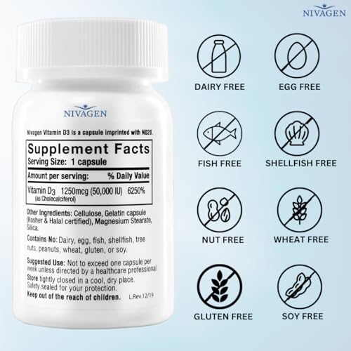 Nivagen Pharmaceuticals Inc Vitamin D3 50,000 IU Capsule (100)