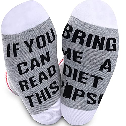 TSOTMO 2 Pairs Drinks Gift Drinks Crew Socks Funny Drinks Lover Gift If You Can Read This Bring Me A Drinks Novelty Socks For Men Women (Diet Drinks)