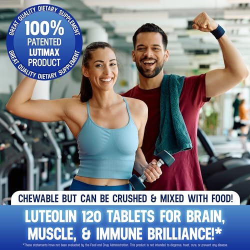 Lutimax Luteolin Complex w/Rutin - Brain Supplement for Mental Health - Bioflavonoids w/Vitamin C, D & E for Joint, Muscle, & Dietary Issues - Antioxidants Supplement w/Immune Support - 120 Tablets