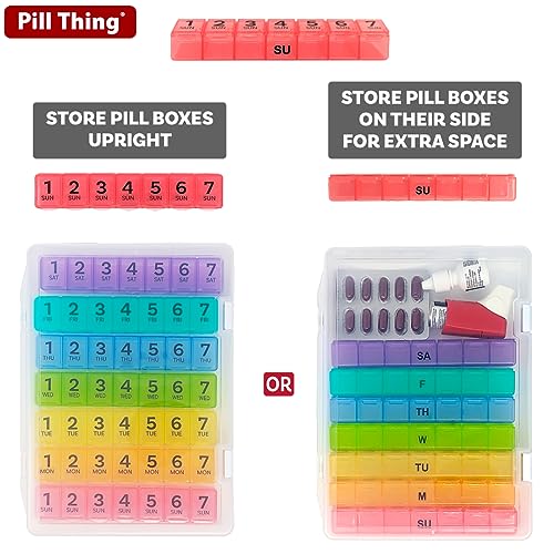 7 Times a Day Weekly Pill Box Organizer Case, Secure 7X Pillbox with Medication Schedule (7 Time-a-Day)