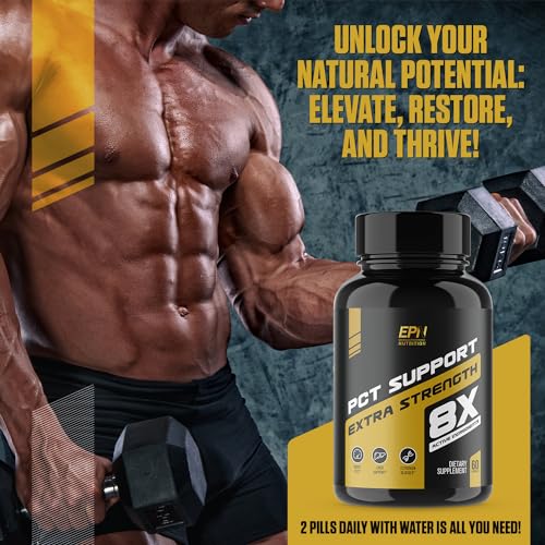 PCT Support Extra Strength 8X | #1 Rated Post Cycle Supplement for Men | Increase Levels, Block Estrogen, Liver Support | 8 Powerful Ingredients w/Fenugreek, Milk Thistle + More - 60 Pills