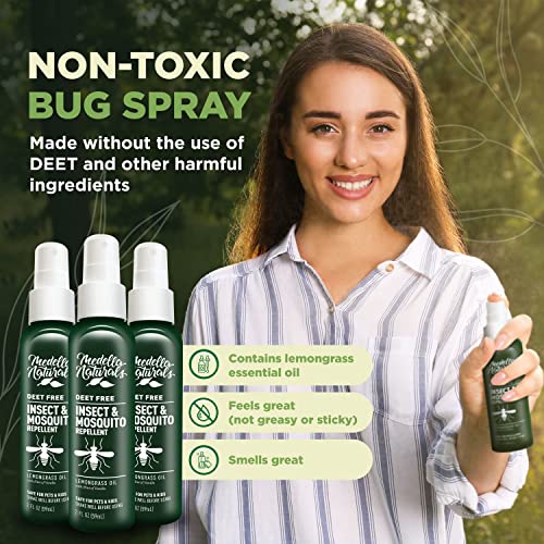 Medella Naturals Insect & Mosquito Repellent, DEET-Free All-Natural Formula, Kid and Pet Friendly, Made in the USA, 2 Ounce Spray Bottle, 3-Pack