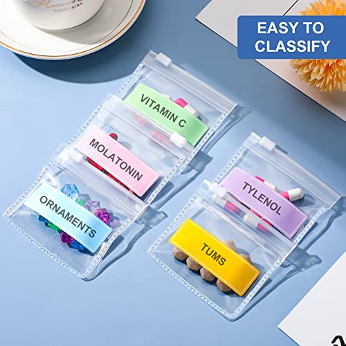 Pill Pouches Reusable Clear Zippered Pill Bag, Transparent PVC Toiletry Carry Pouch, 180 Pcs Waterproof Labels Stickers Travel Organizer Storage with Slide Lock for Pills Small Items (26 Pcs)