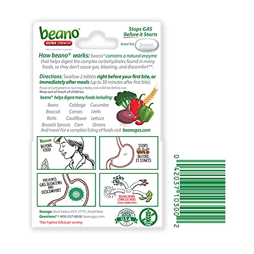 Beano Ultra 800, Gas Prevention and Digestive Enzyme Supplement, 100 Count