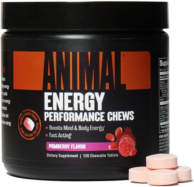 Animal Energy Chews, Fast Acting Energy with Caffeine, Nootropics and Sea Salt for Focus and Pre Workout - Convenient and Delicious Chews Format