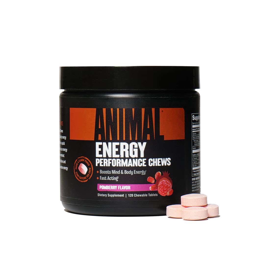 Animal Energy Chews, Fast Acting Energy with Caffeine, Nootropics and Sea Salt for Focus and Pre Workout - Convenient and Delicious Chews Format