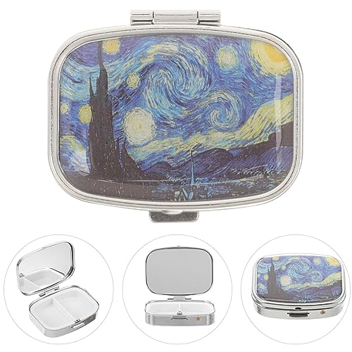 Lurrose Travel Medicine Kit Travel Case Metal Pill Organizer Portable Vitamin Planner 2 Compartments Medicine Box Dispensers Candy Storage Capsules Carrying Holder Purse Pill Case