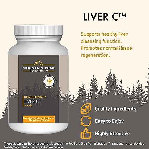 Mountain Peak Nutritionals Liver C - Organ Supplement Helps Maintain Healthy Liver Function & Energy Production - w/Siliphos® & Mushrooms - Hypoallergenic Dietary Supplement (90 Vegetarian Capsules)