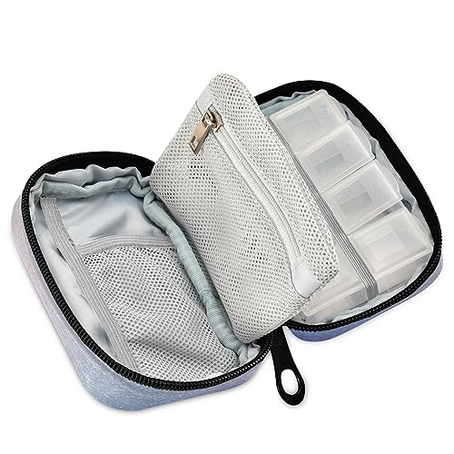 Haskirky Portable Travel Pill Cases Bag,Vitamin and Supplement Holder with Zippered Removable Organizer,4.6 * 3.14 * 1.88In Perfect for Your Sports, Camping, Hotels Iridescent