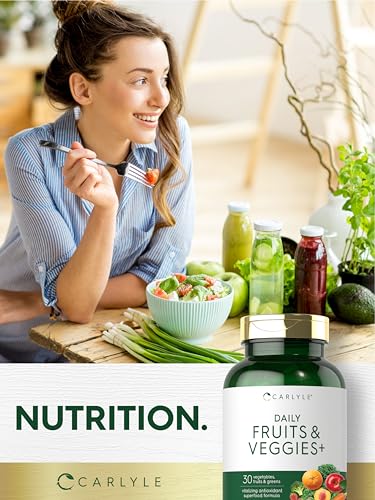 Carlyle Fruits and Veggies Supplement | 250 Capsules | Made with 32 Fruits and Vegetables | Vegetarian, Non-GMO, Gluten Free Superfood Formula