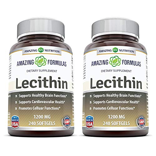 Amazing Formulas Lecithin 1200mg High Potency 240 Softgels Supplement | Non-GMO | Gluten Free | 2 Pack