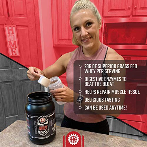 Driven WHEY- Grass Fed Whey Protein Powder: Delicious, Clean Protein Shake- Improve Muscle Recovery with 23 Grams of Protein with Added BCAA and Digestive Enzymes (Banana Pie, 5 lb)