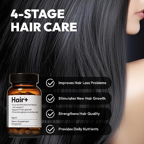 BigVita Hair+ | Vegan Gluten Free Dietary Hair Care Supplements Women and Men, Vitamins for Healthy Natural Faster Hair Growth, Thickness, Gloss, AnaGain™ Nu, Black Sesame, B Vitamins, 60 Capsules