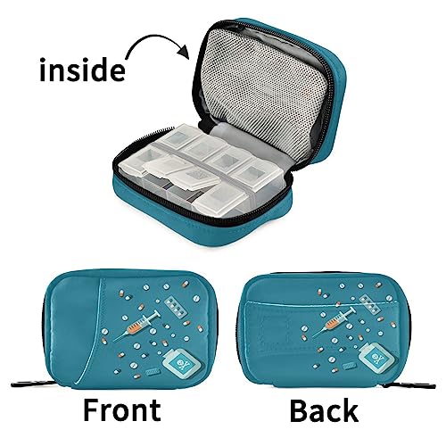 Naanle Pill Box 7 Day Capsule Pill Case Bag Travel Pill Organizer Bag with Zipper Portable Weekly Case Compact Size for Vitamins Pills